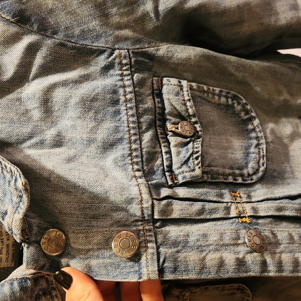 Distressed Button Up Jean Jacket - image 4